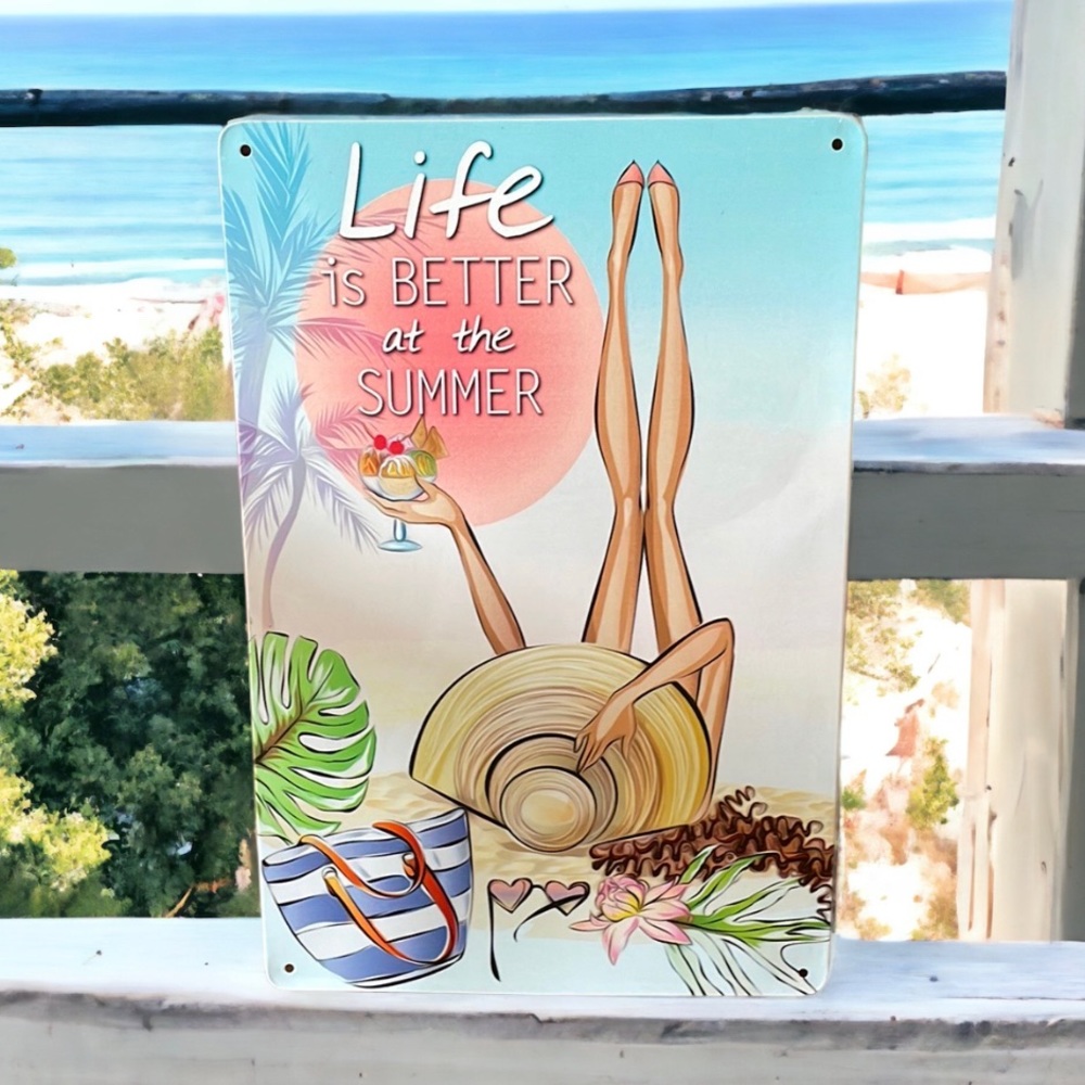 Life is Better at the Summer Metal Tin Sign NWT